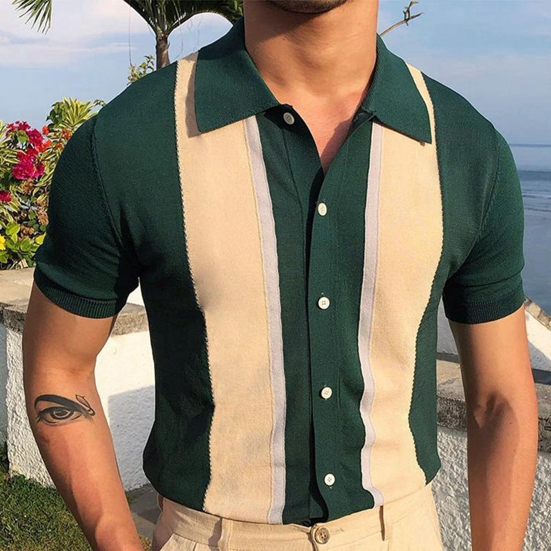 Knitted Striped Polo