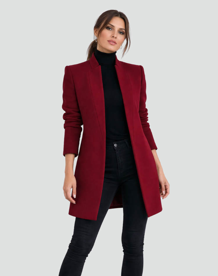 Ladies' Regular Fit Wool Round Neck Classic Coat
