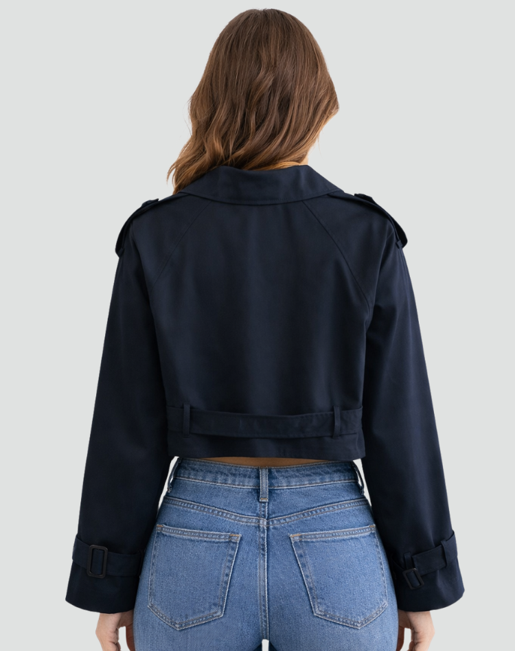 Ladies' Short Fit Cotton Trench Coat