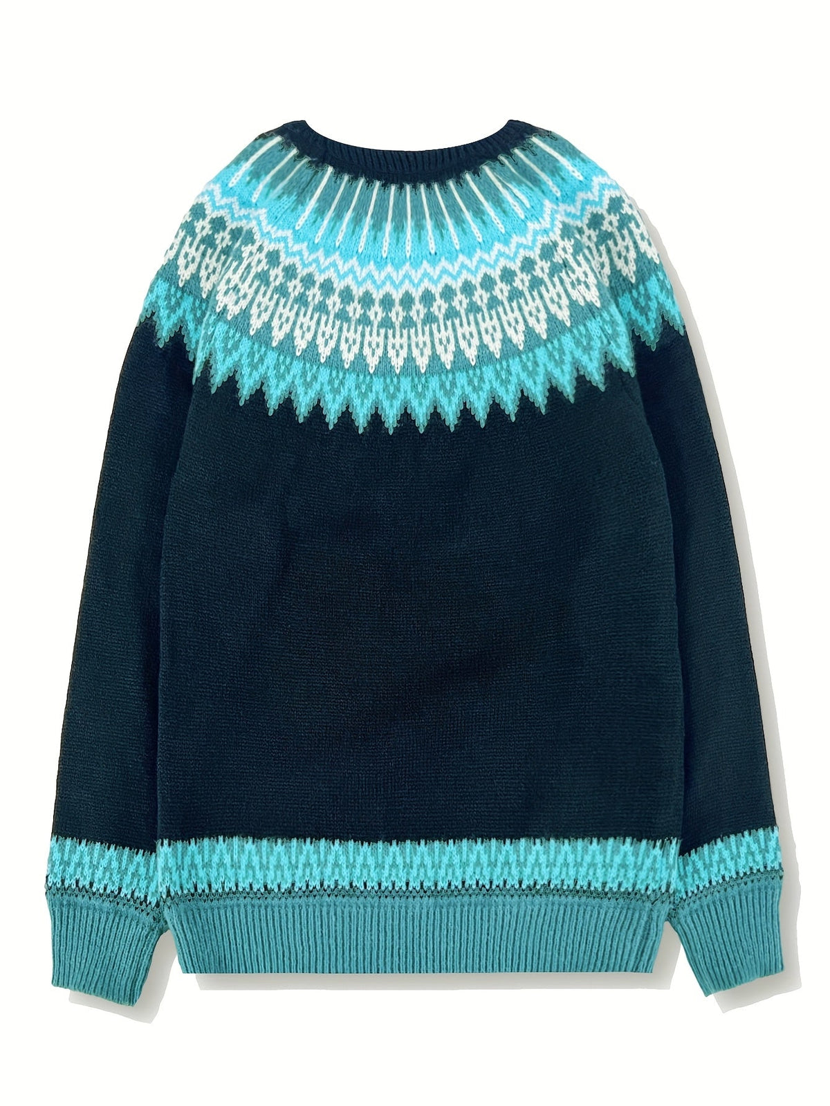 Sylvia | Cozy Chunky Jacquard Round Neck Knit Sweater