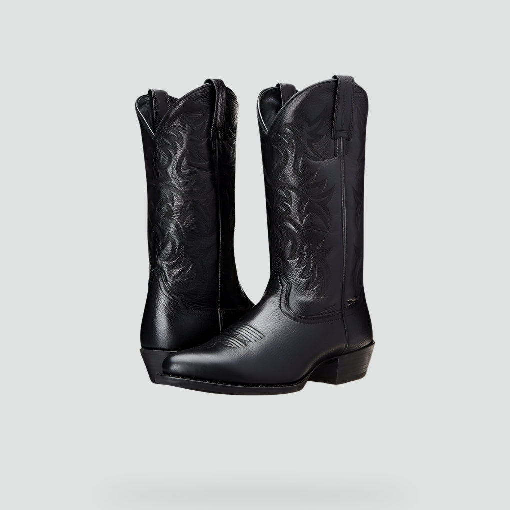 Elegant Cowboy Boots for Women with Stitching and Block Heels