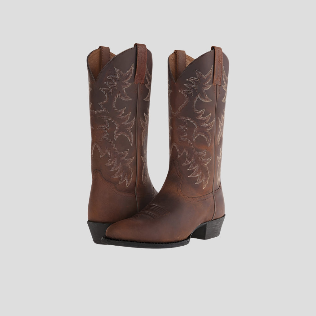Elegant Cowboy Boots for Women with Stitching and Block Heels