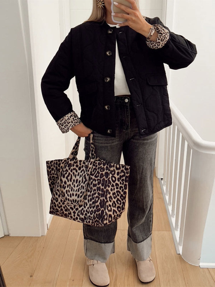 Elegant Ladies' Coat with Leopard Lining