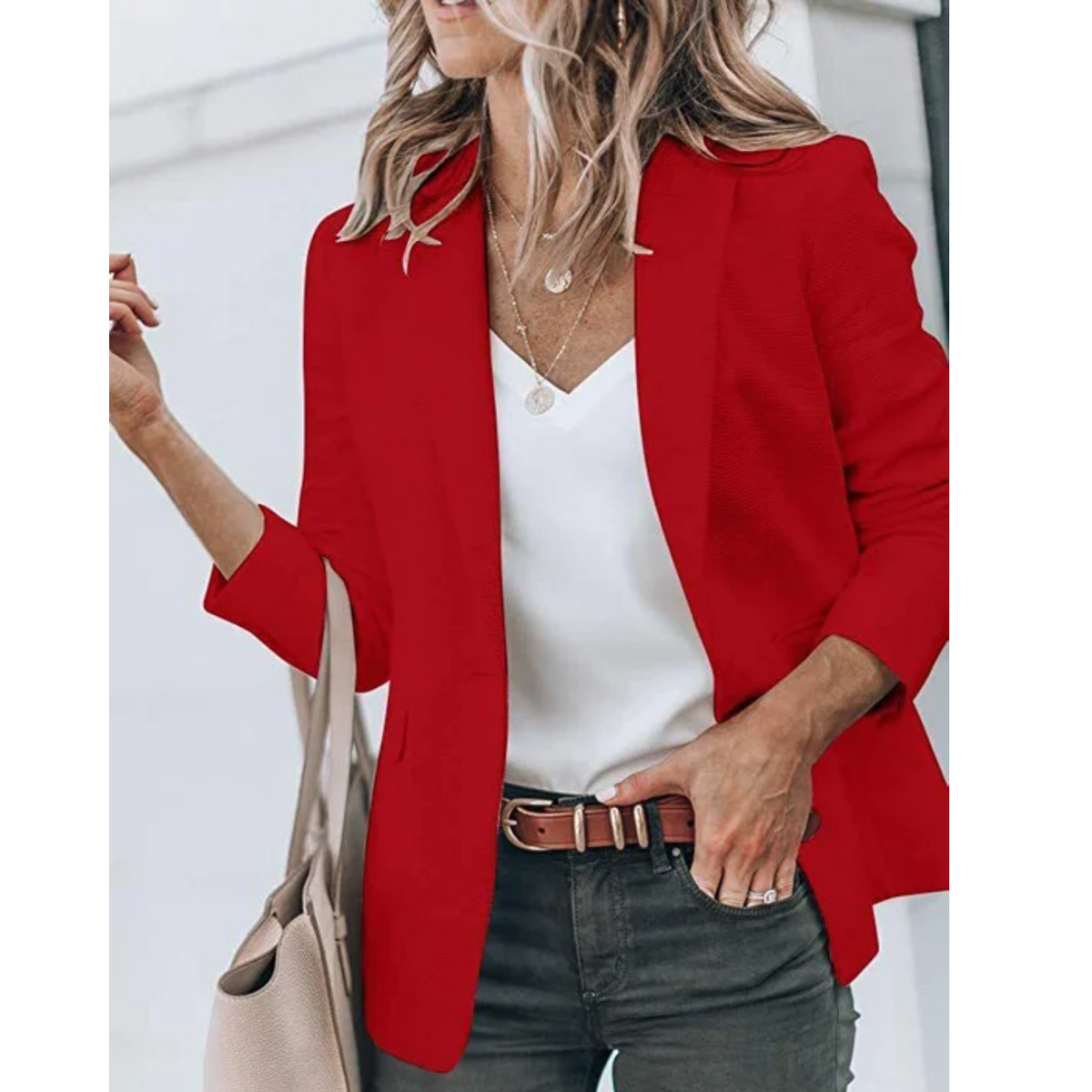 Custom-Fit Women's Blazer with Notched Lapel, Flap Pockets, and Back Vent