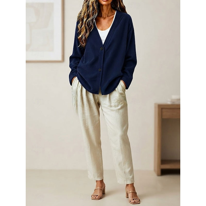 Miriam | Casual V-Neck Button-Up Cardigan