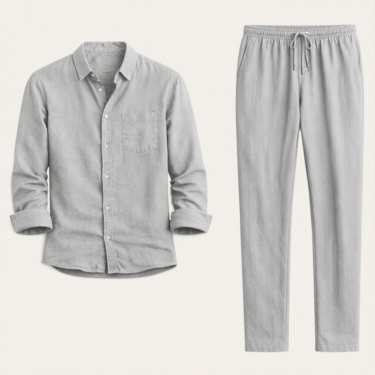 The Monferrato Men’s Linen Shirt and Trousers Set – Casual Two Piece Outfit