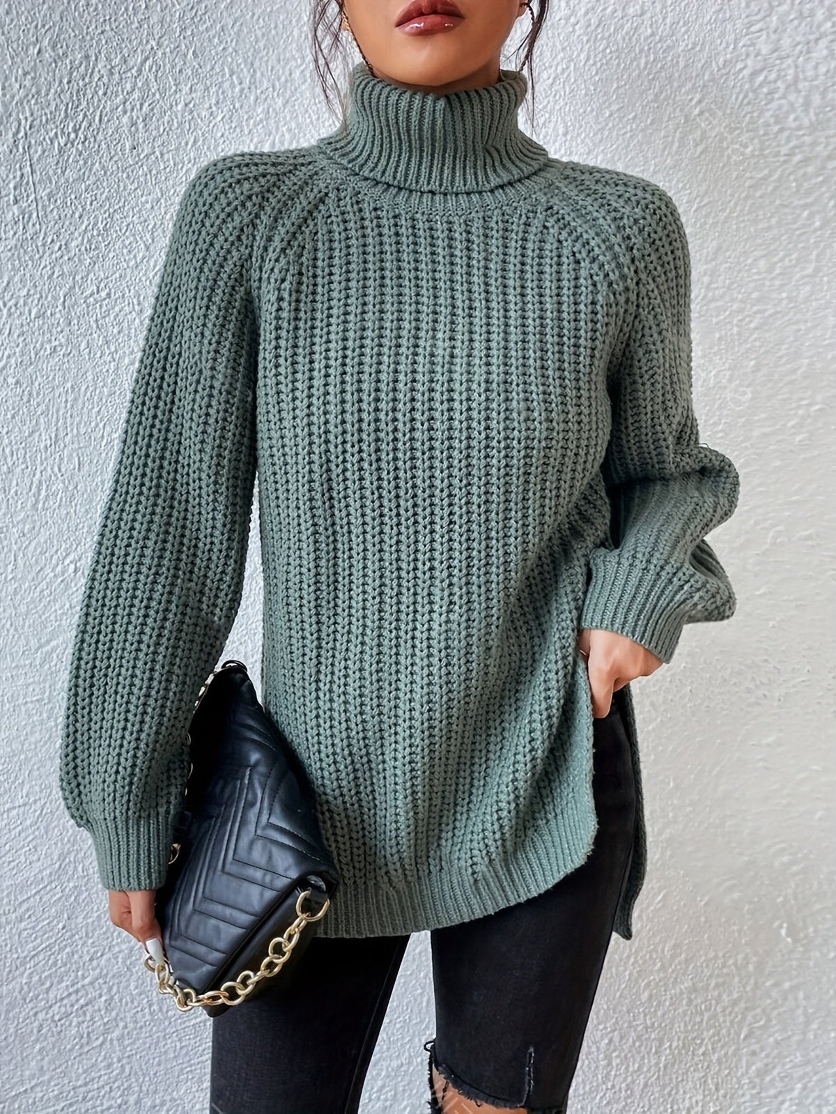 Women's Tailored Sweatshirt with High Collar