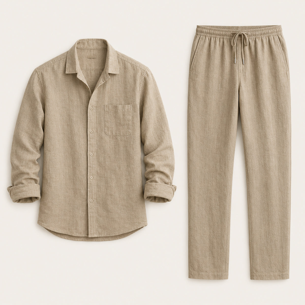 The Monferrato Men’s Linen Shirt and Trousers Set – Casual Two Piece Outfit