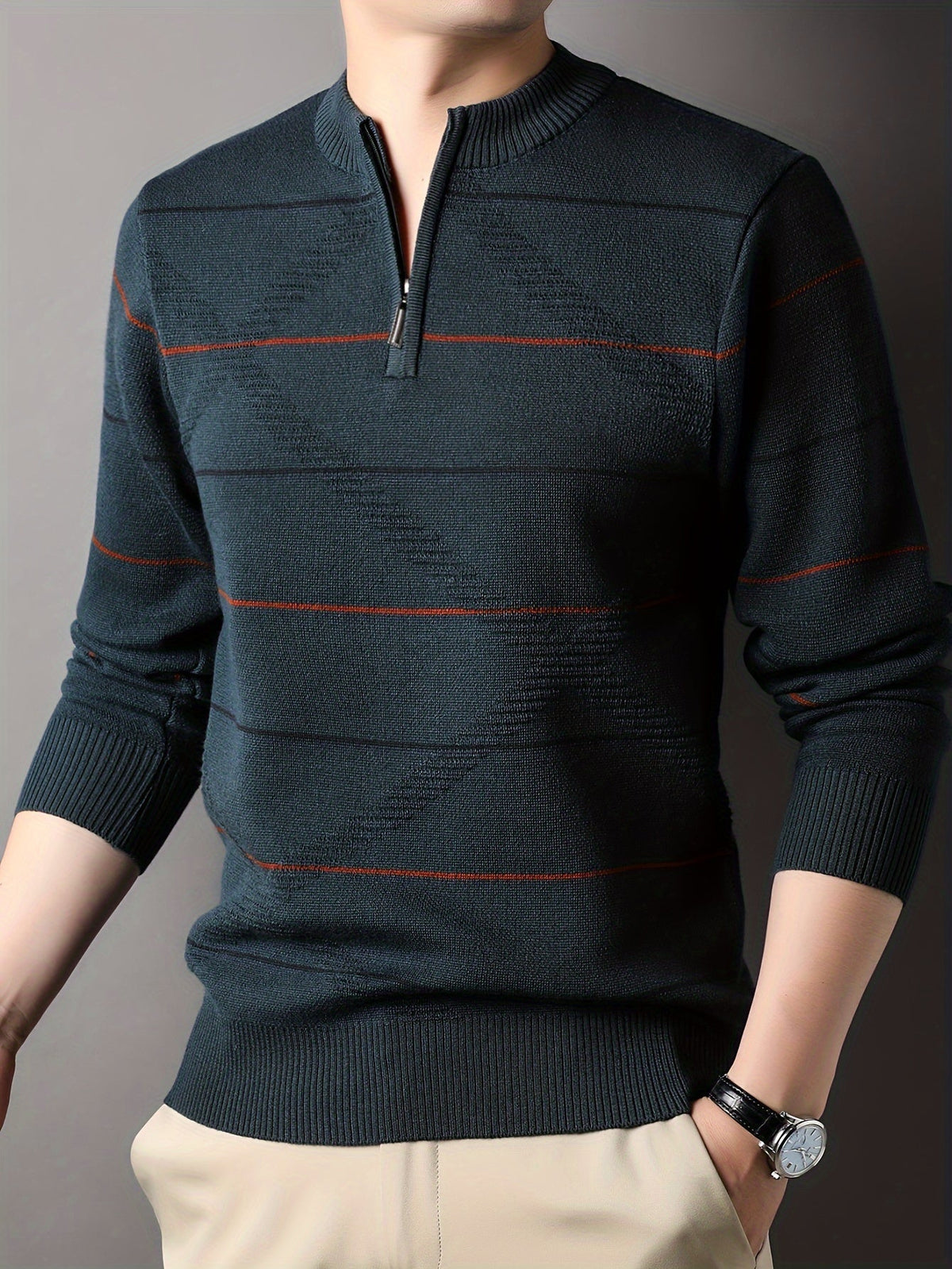 Tristan | Ribbed Knit Sweater with Half-Zip Design