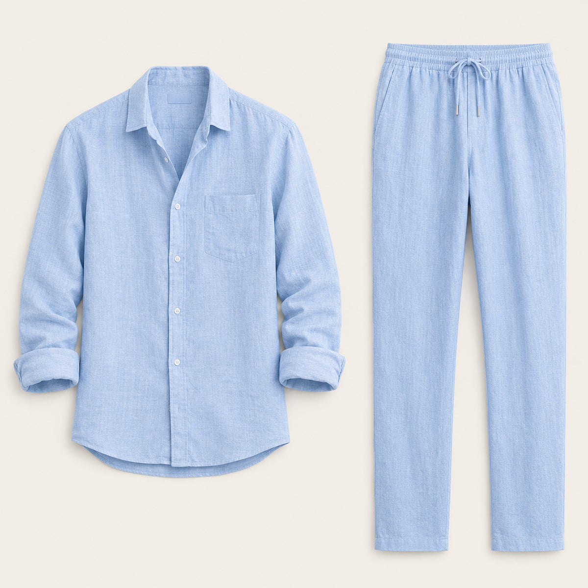 The Monferrato Men’s Linen Shirt and Trousers Set – Casual Two Piece Outfit