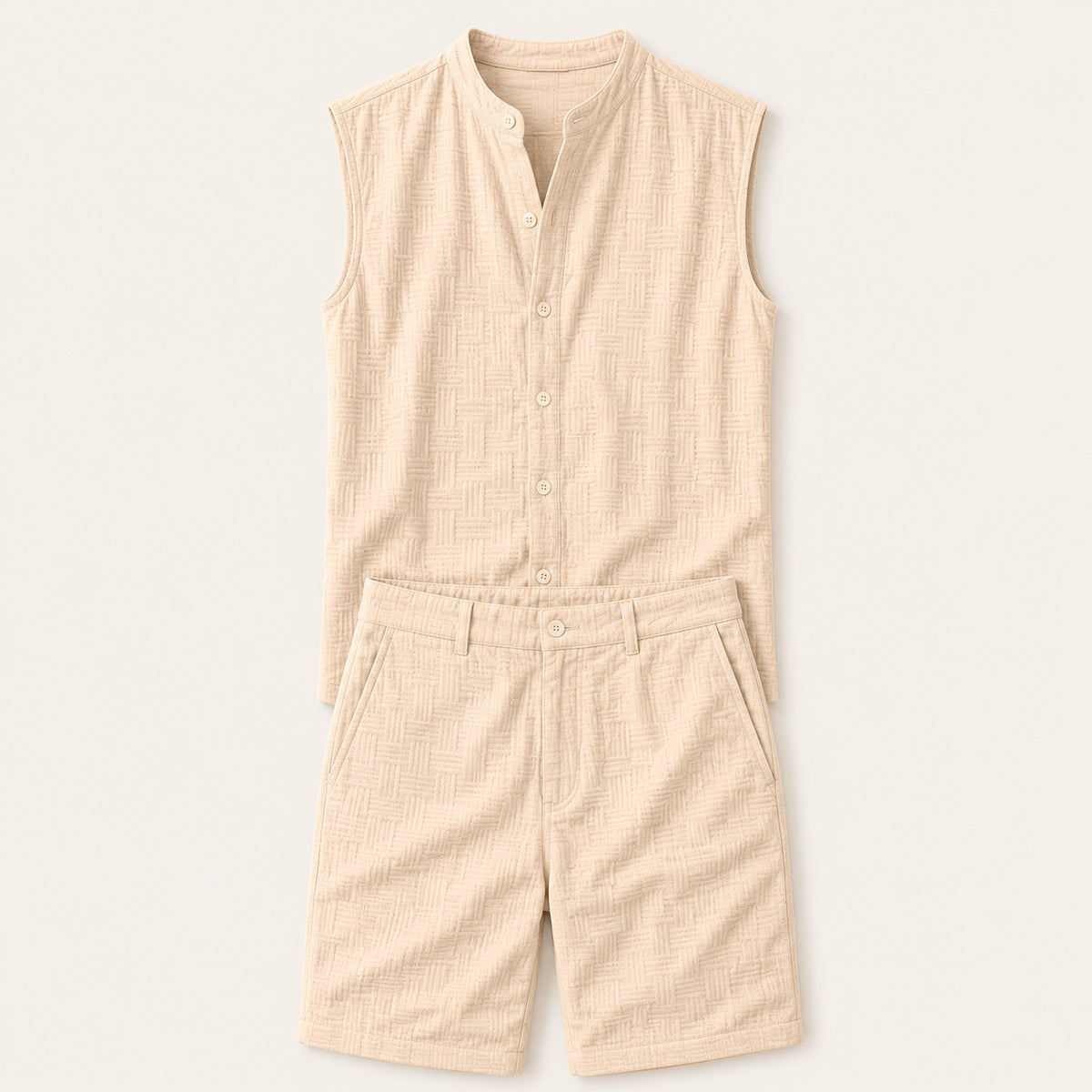 The Ironbridge Men’s Summer Sleeveless Button-Up Shirt & Shorts Set