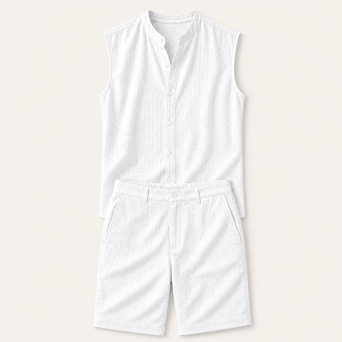 The Ironbridge Men’s Summer Sleeveless Button-Up Shirt & Shorts Set