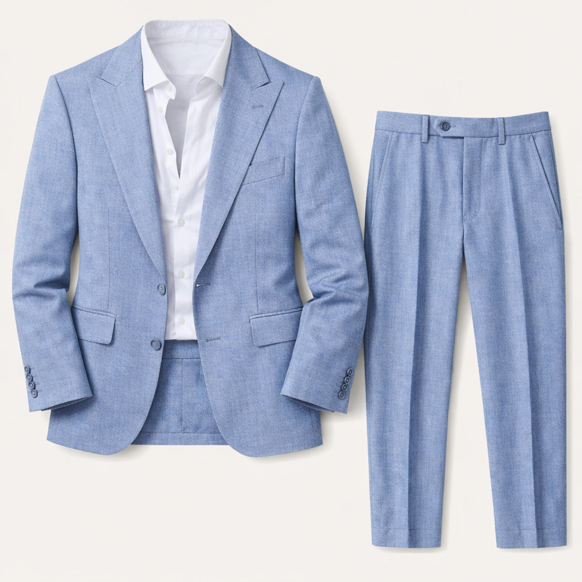 The Willowhill Men’s Timeless Linen Wedding Suit – 2 Piece Single Breasted Set