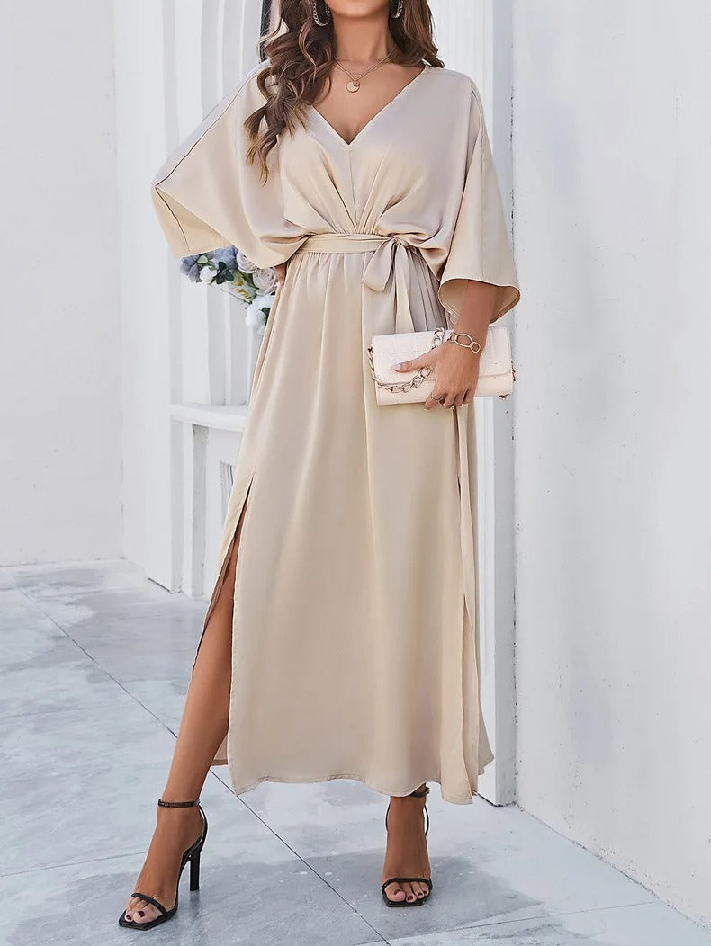 Summer Maxi Dress for Women with V-Neck and Loose Fit