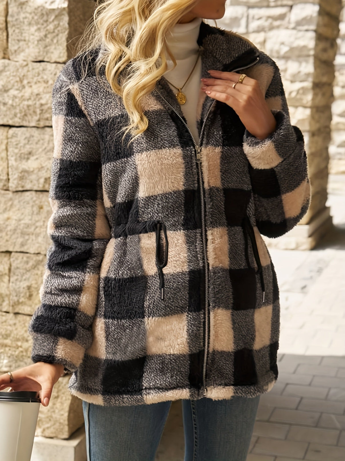 Leona | Cozy Plaid Hooded Jacket