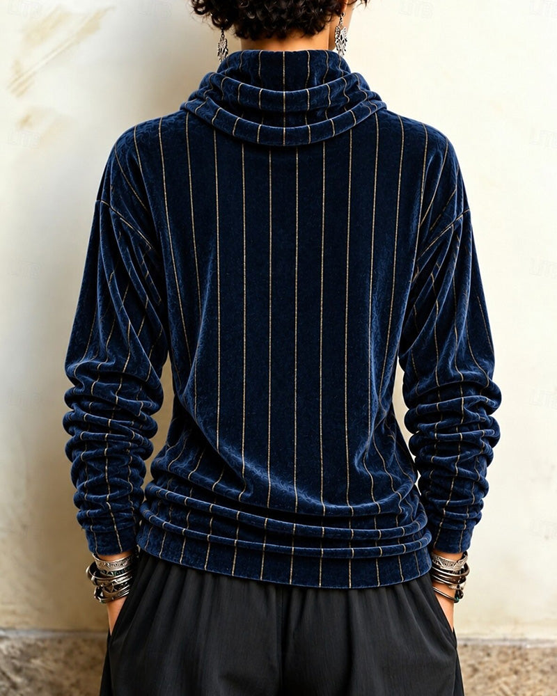 Fashionable Striped Cowl Neck Top