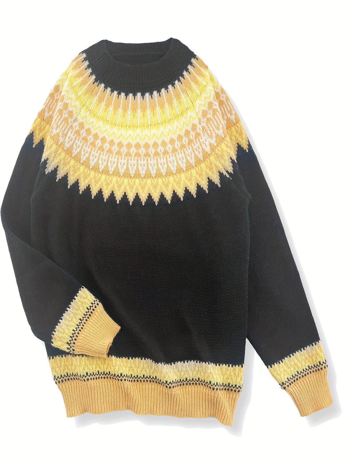 Sylvia | Cozy Chunky Jacquard Round Neck Knit Sweater