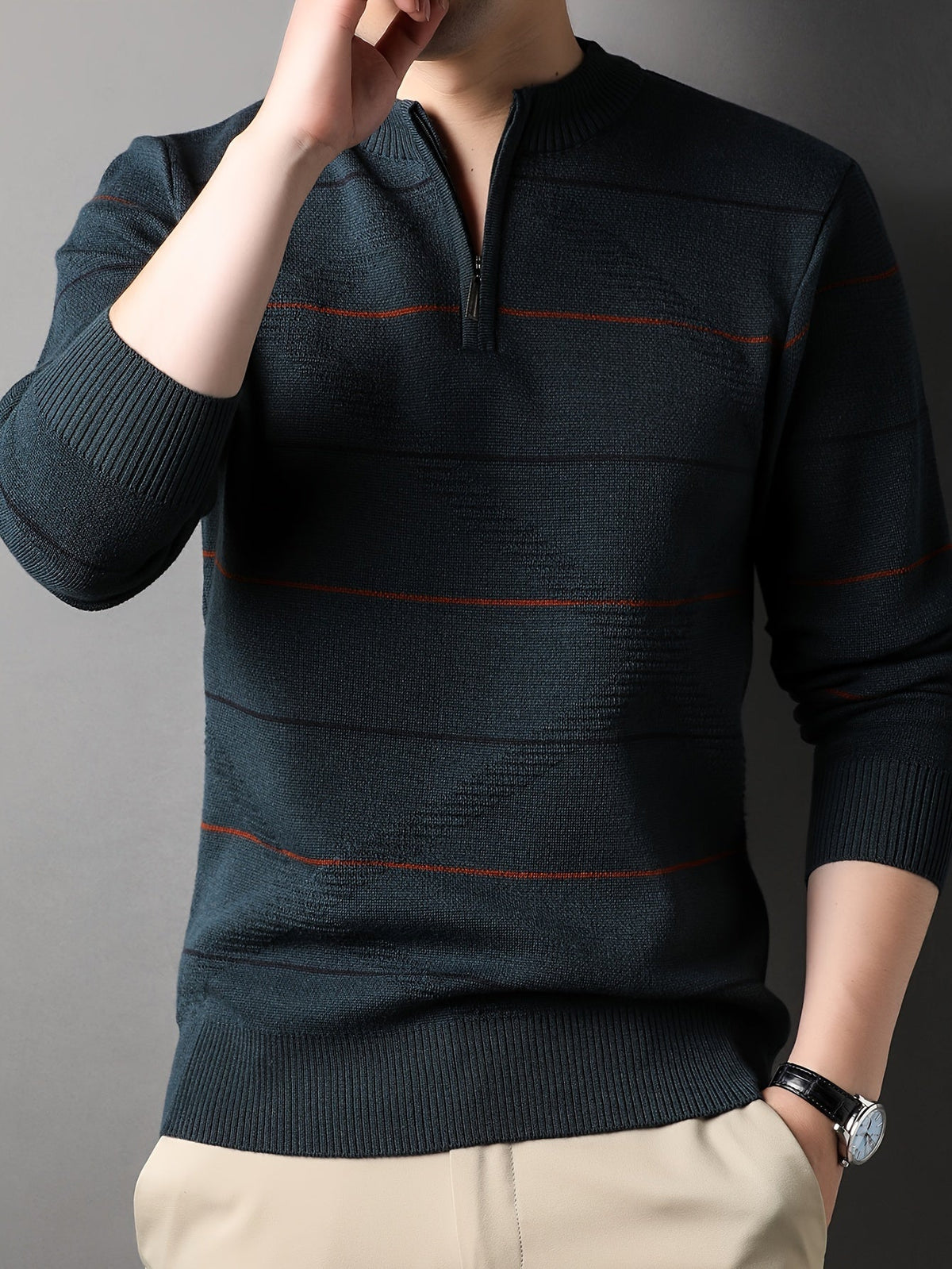 Tristan | Ribbed Knit Sweater with Half-Zip Design