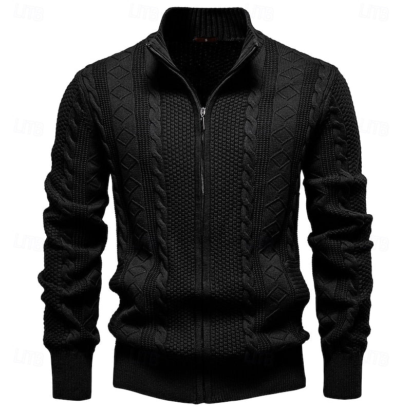 Clive | Zip-Up Cable Knit Cardigan