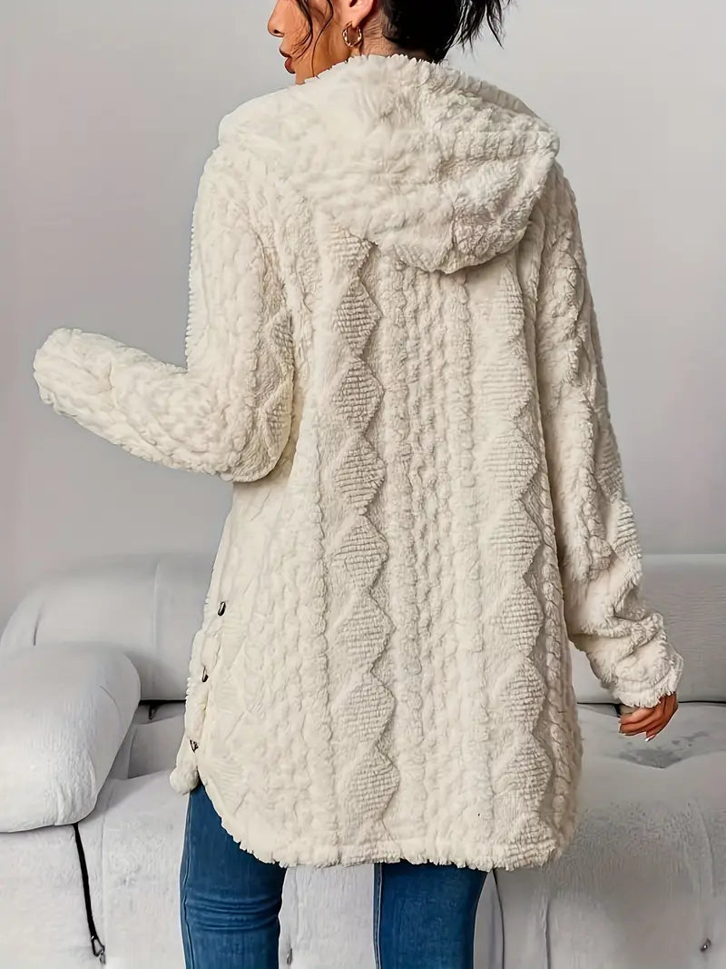 Women's Hooded Cable Knit Cardigan