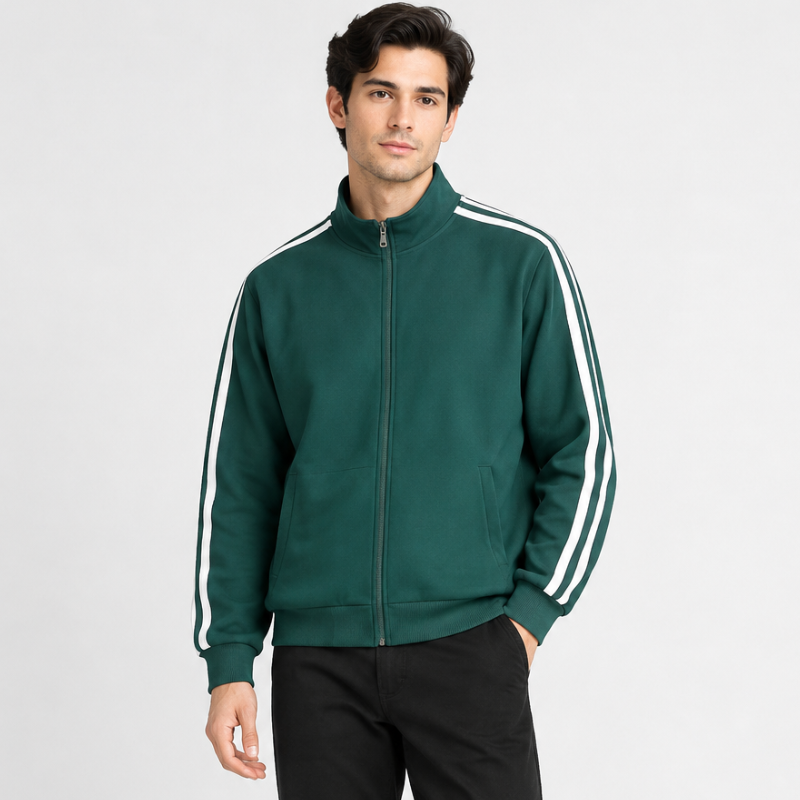 Men's Lightweight Sports Jacket | Lightweight & Breathable | Baseball Collar & Striped Sleeves