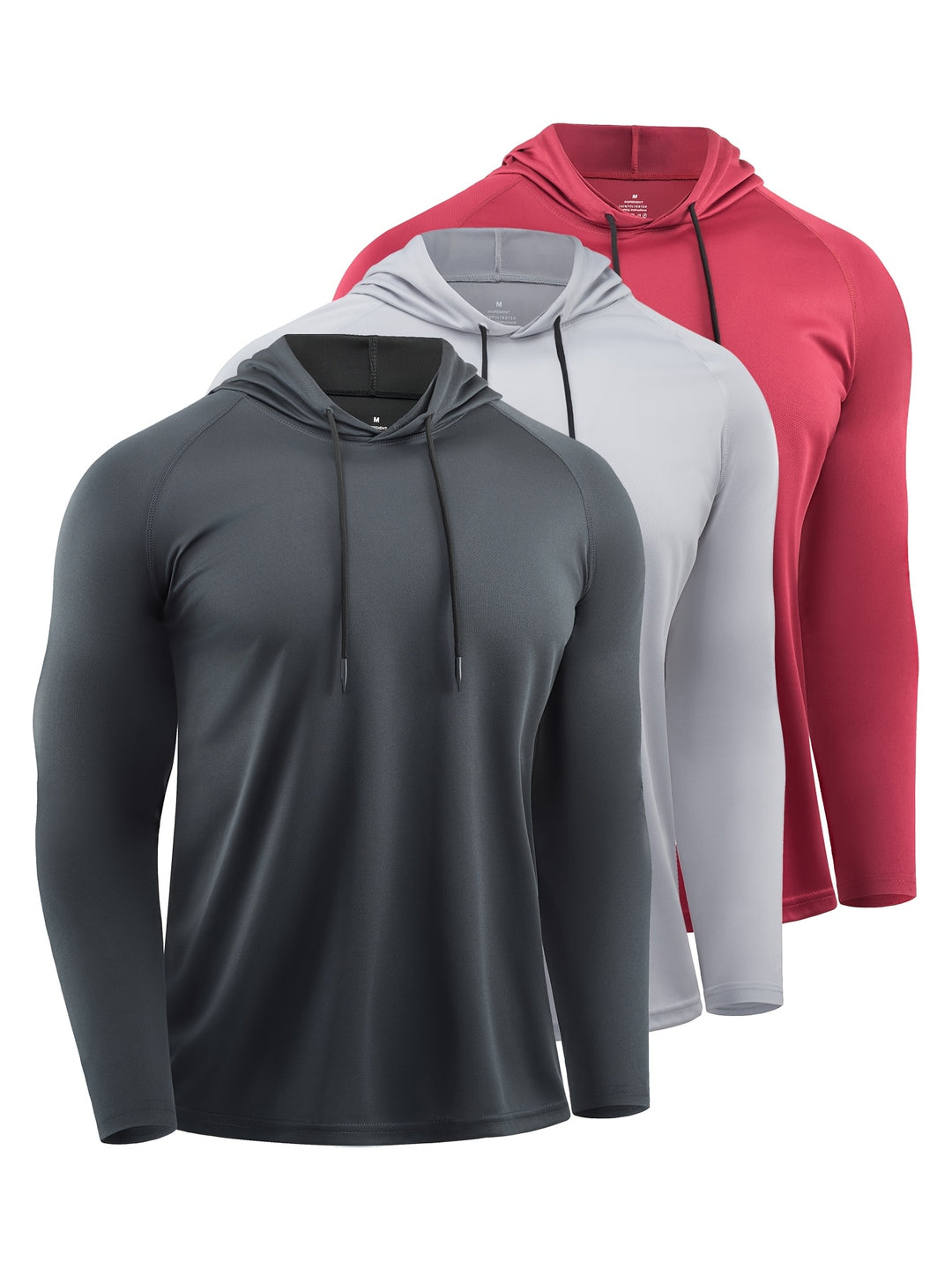 Men's Hoodies (3-Pack) | Quick-Drying & Breathable | Sports Style with Hood | Polyester