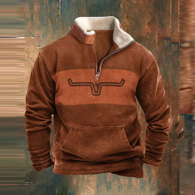 Jumpers for Men | Warm Vintage Sweater | Casual Roll Neck with Zip