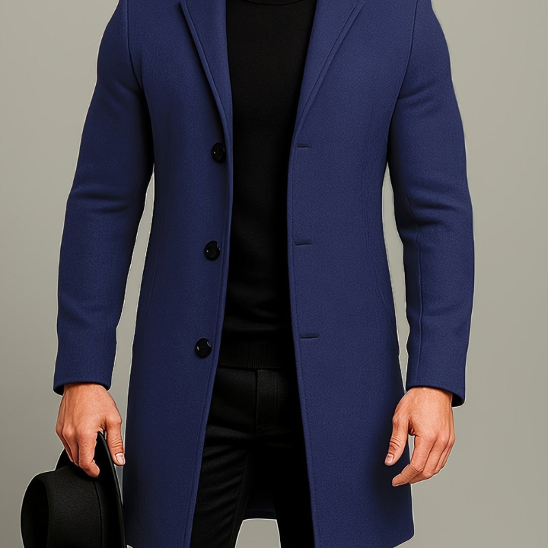 Men's Winter Coat | Long Coat with Buttons | Windproof & Stylish Design