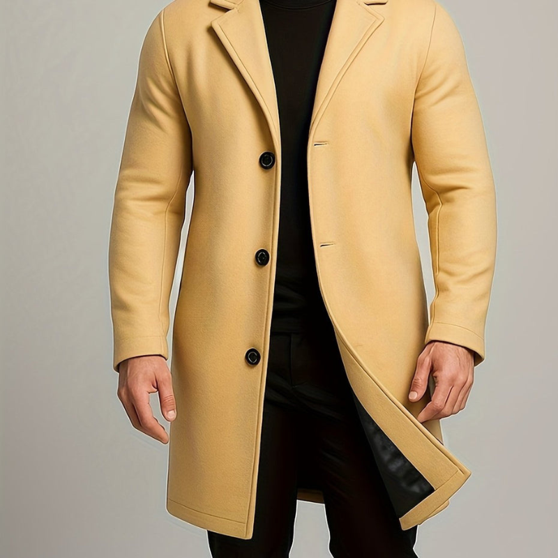 Men's Winter Coat | Long Coat with Buttons | Windproof & Stylish Design