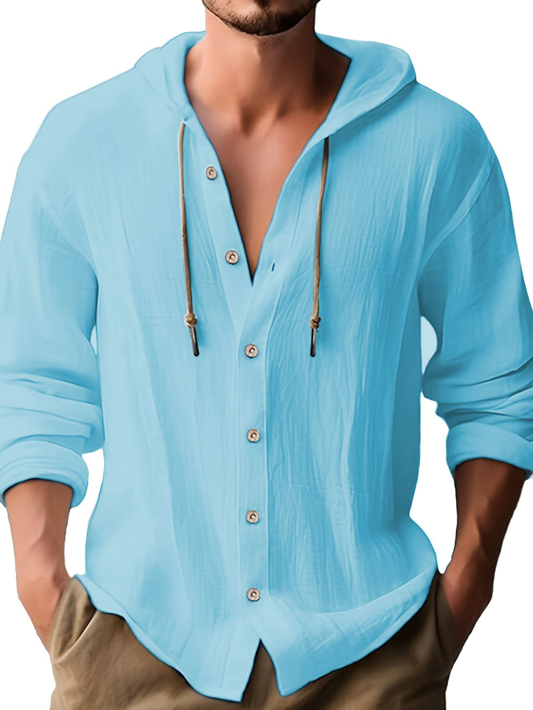 Men's Shirt | Cotton-Linen | With Hood & Drawstring | Casual & Stylish