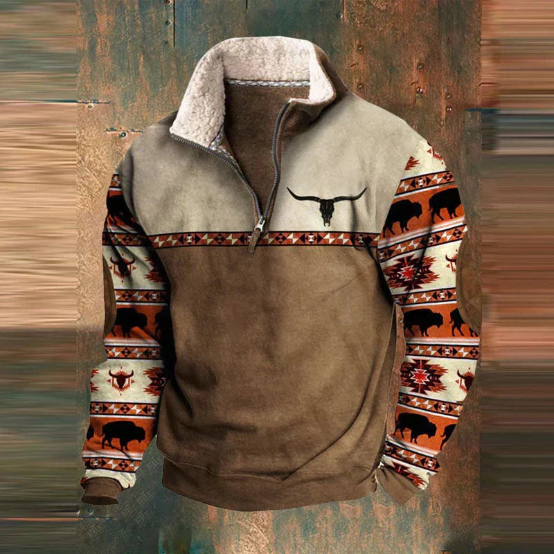 Jumpers for Men | Warm Vintage Sweater | Casual Roll Neck with Zip
