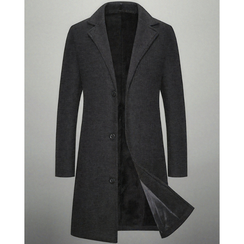 Men's Winter Coat | Long Coat with Buttons | Windproof & Stylish Design
