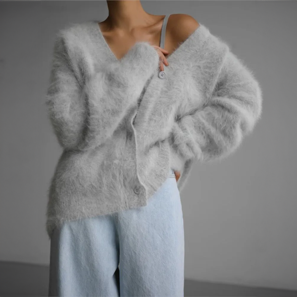 Oversized Women's Vest with V-Neck