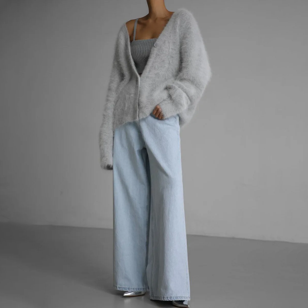 Oversized Women's Vest with V-Neck
