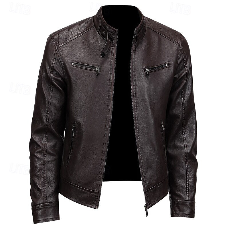Caleb | Moto Jacket with Stand-Up Collar
