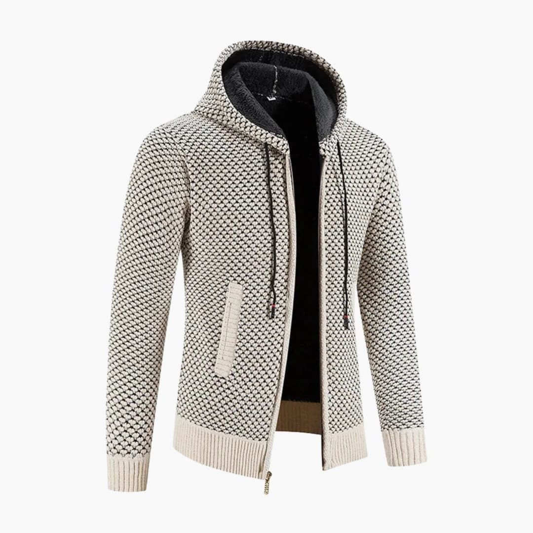 Men's Long Sleeve Knitted Zip-Up Hoodie