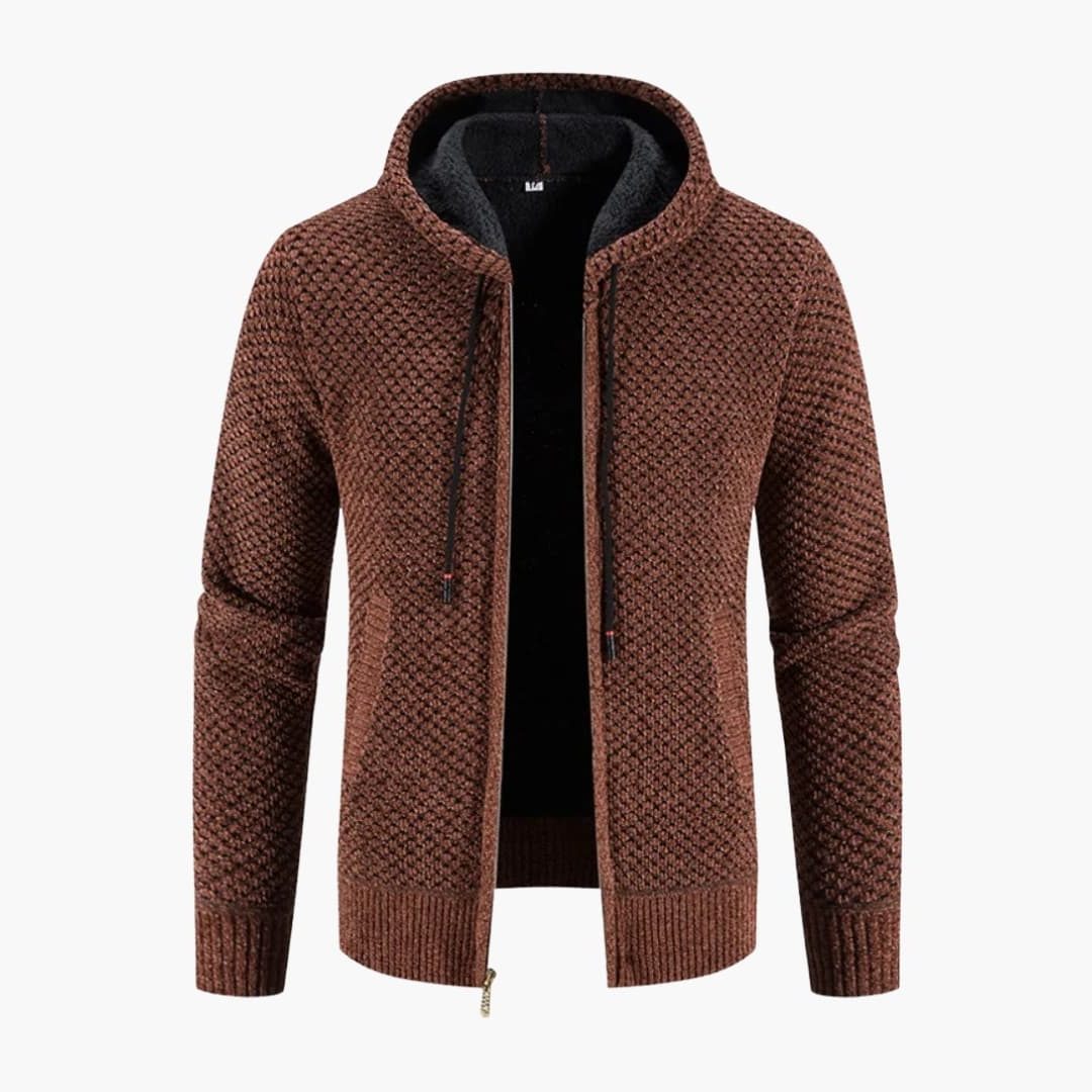 Men's Long Sleeve Knitted Zip-Up Hoodie