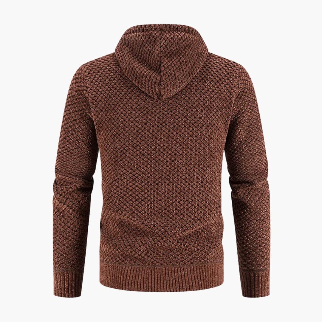 Men's Long Sleeve Knitted Zip-Up Hoodie