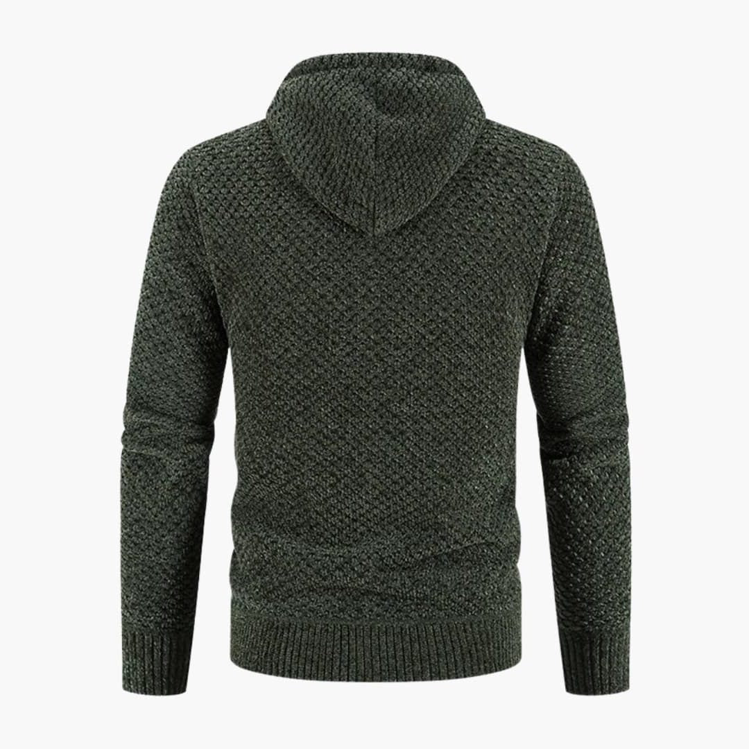Men's Long Sleeve Knitted Zip-Up Hoodie