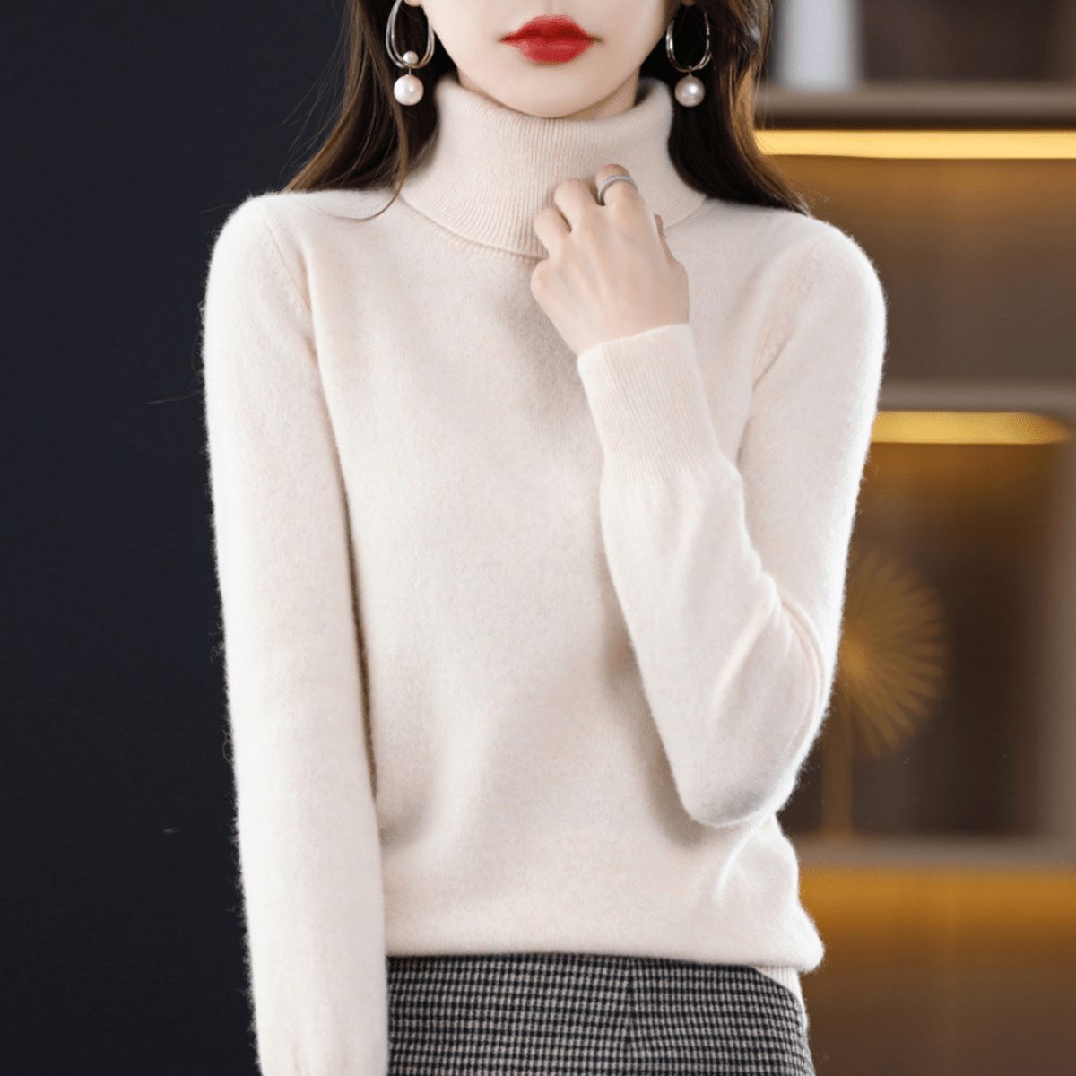 Women's High Neck Knitted Sweater