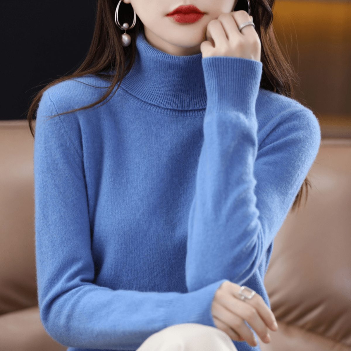 Women's High Neck Knitted Sweater