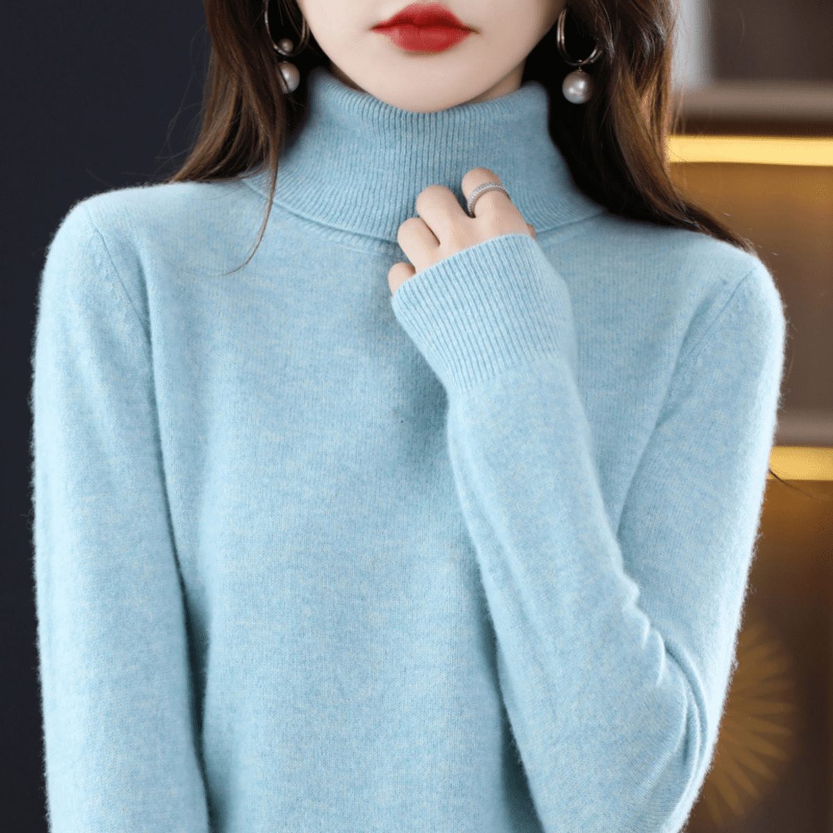 Women's High Neck Knitted Sweater