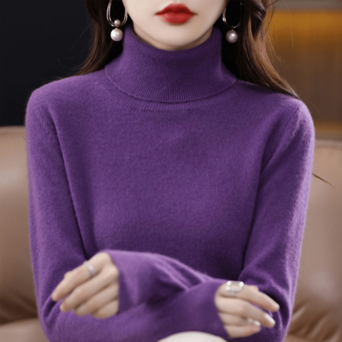 Women's High Neck Knitted Sweater