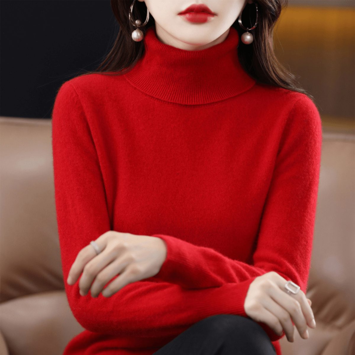 Women's High Neck Knitted Sweater