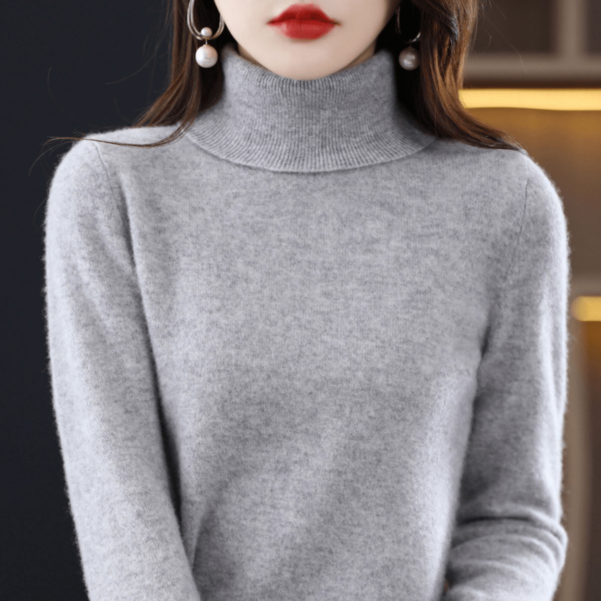 Women's High Neck Knitted Sweater