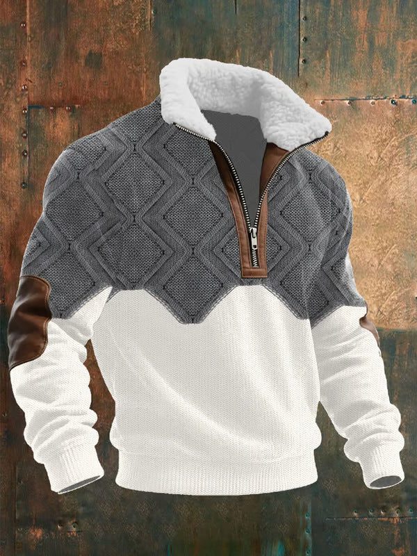 Men's Long Sleeve Half Zip Knitted Sweater