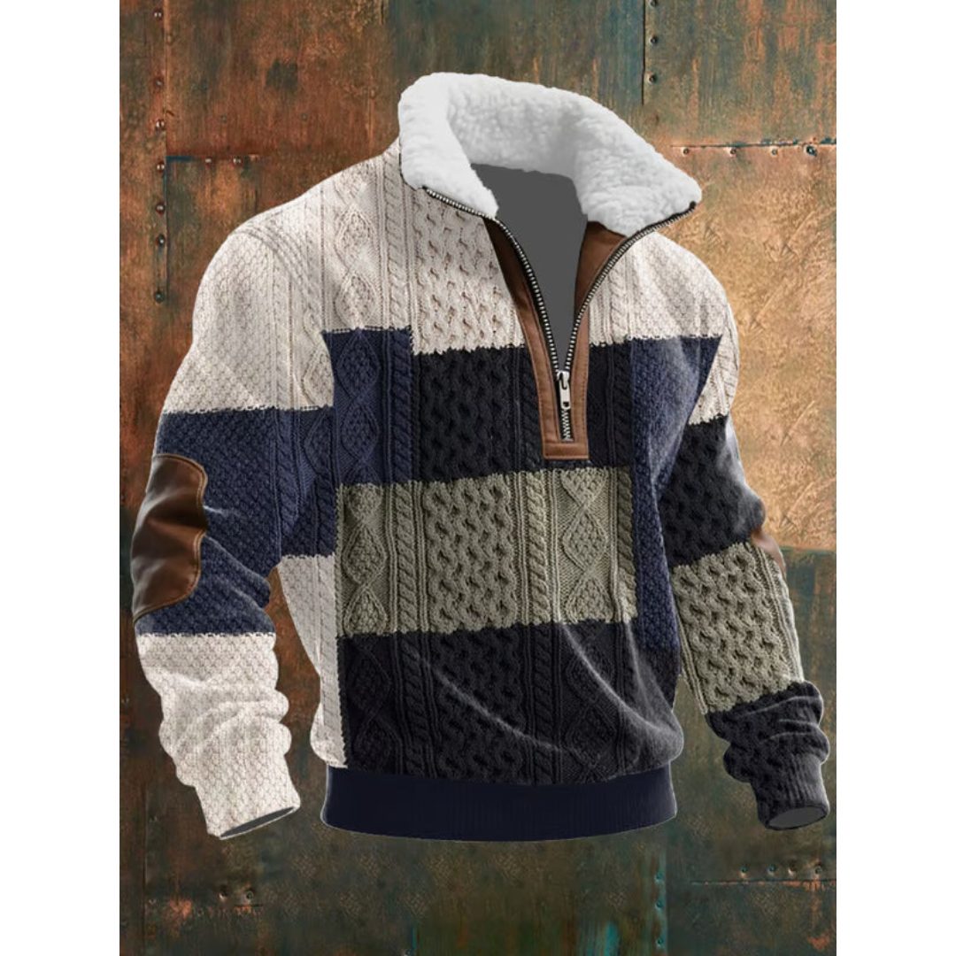 Men's Long Sleeve Half Zip Knitted Sweater