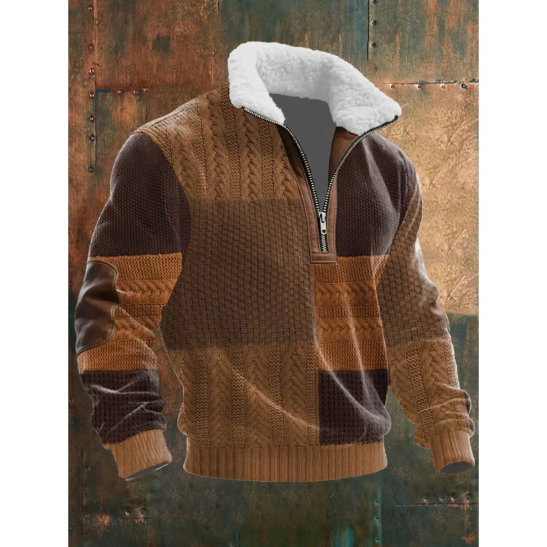 Men's Long Sleeve Half Zip Knitted Sweater