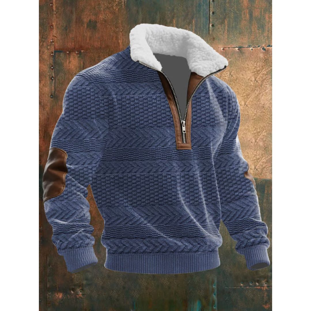Men's Long Sleeve Half Zip Knitted Sweater
