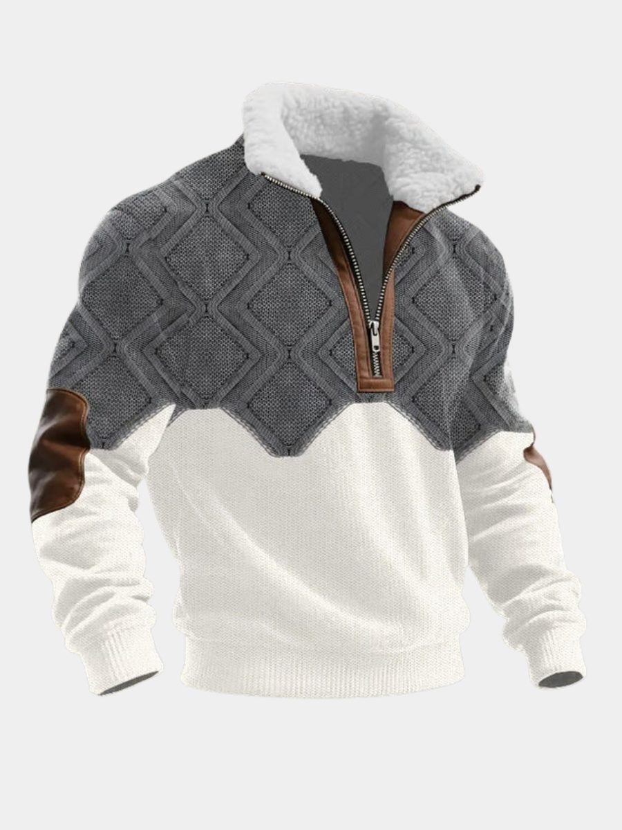 Men's Long Sleeve Half Zip Knitted Sweater